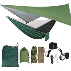 JULYKAI Hamaca mosquitera, Juego de hamacas portátil, 300 kg de Carga máxima, Suitbale para Viajar, Acampar, mochilero, Supervivencia(Toldo Verde Mili precio