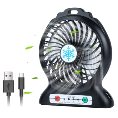 HOTLIFE Ventilador USB, Mini Ventilador Silencioso con 3 Velocidades Ajustables, Ventilador Portátil Recargable USB, para Oficinas, Bibliotecas, Dormi