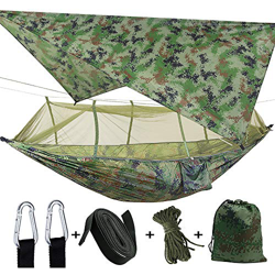 Portátil Hamaca con Mosquitera, Ultraligero Impermeable Nylon Hamacas Colgantes Lona Tienda Tela de picnic, Hamaca Exterior con Correas de los árboles características