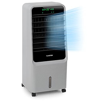 Klarstein Townhouse - Enfriador de aire, 3 en 1, Ventilador, Humidificador de aire, 110 W, 396 m³/h, 4 modos: normal, naturaleza, noche e inteligente,