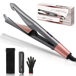 DASIAUTOEM Plancha de Pelo Profesional,Curl&Straight Confidence 2 en 1,Plancha Curva Rizador,Alisador y Rizador,Ondas y Rizos,Tecnología Cerámica,Plan precio