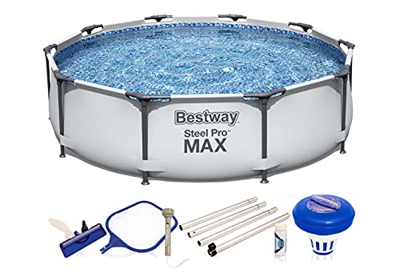 Bestway Pool Steel Pro MAX 56406 FrameLink System - Piscina de Acero (305 x 76 cm, Incluye Set de Limpieza)