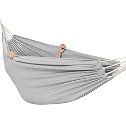 SPRINGOS Hamaca doble familiar con 2 cuerdas, para interior y exterior, brasileña, a rayas, hamaca para dos personas, de algodón, para relajación, jar características
