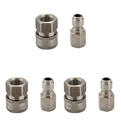 Sindigner 3X Juego de Adaptadores de Lavadora de Presión de Acero Inoxidable Juego Hembra Y Enchufe de Conexión Rápida G3/8 Pulgadas Ppara Conectar Un