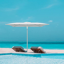 Sekey 200 × 200 cm aluminio sombrilla mercado jardín terraza parasol cappuccino UV 50+ cuadrado en oferta