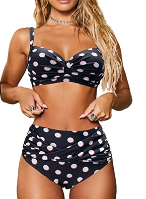 NLAND Conjuntos De Bikini para Mujer Bikini Push-up Acolchado Cintura Alta Torcida Pantalones Cortos De Baño De Barriga Bikini De 2 Piezas Traje De Ba