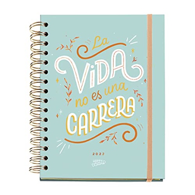 Miquelrius - Agenda anual 2022 Happy Letters, Día Página, Tamaño Plus 155 x 213 mm (aprox A5), Cubierta rígida mate, Carrera, Español
