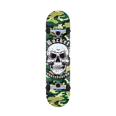 ROCKET Complete Combat Skull Skateboard Unisex Adulto, Gris (Camo), 7,75 IN