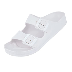 Shenji Mules de Confort para Hombre Sandalia de Punta Abierta y Hebilla H80152 Blanco 45 precio