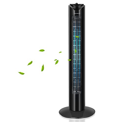 Aigostar Benson - Ventilador de Torre, 3 Velocidades, Oscilación de 85º, Silencioso, Temporizador 120 min, Diseño Compacto, Fácil Instalación, 82 cm d