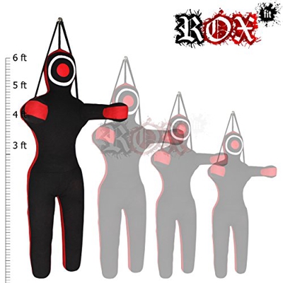 Rox Fit muñeco realista para colgar estilo brazilaian jiujistsu Bolsa de entrenamiento, 3 FT, 4 ft, 5 FT, 0,9 (vacía) negro y rojo Talla:1,83 m