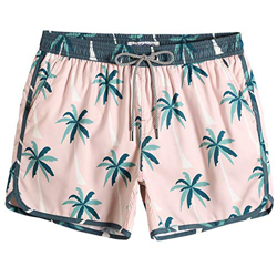 MaaMgic Bañador Hombre de Natación Secado Rápido Interior de Malla Pantalones Cortos d'Aire Vintage 80s 90s,Rosa Árbol de Coco Verde,S características
