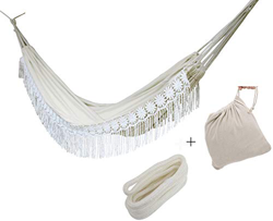 Hamaca de macramé brasileño, hecha a mano, grande, para 2 personas, doble lujo, para playa, patio, patio, porche, interior, exterior, decoración de bo características