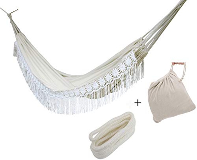 Hamaca de macramé brasileño, hecha a mano, grande, para 2 personas, doble lujo, para playa, patio, patio, porche, interior, exterior, decoración de bo