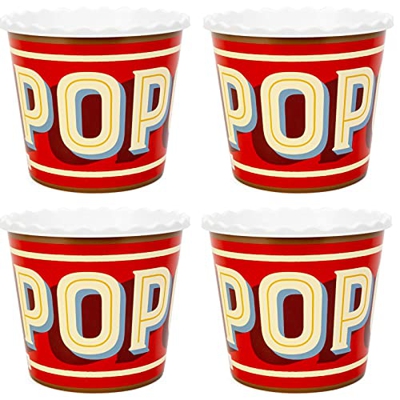 Juego de recipientes de plástico reutilizables de estilo moderno para palomitas de maíz, para cine nocturno, lavable en el lavaplatos, paquete de 4 (p