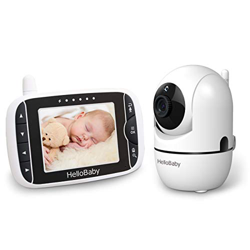 HelloBaby Monitor de Vídeo para Bebé con Cámara Remota, Panorámico y Zoom Panorámico, Pantalla LCD a Color de 3,2", Visión Nocturna Infrarroja en oferta