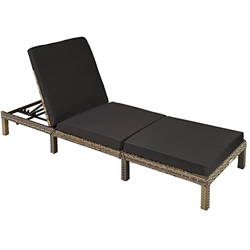 TecTake 800375 Tumbona Chaise Longue de Poliratán, Tumbona de Jardín, Silla de Terraza (Natural) características