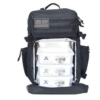 ELITEX Mochila 45L Compartimento para Comidas y Tapperware Táctica Militar Parche USA Impermeable Deportiva Caza Aire Libre Deportes Gimnasio Portatil
