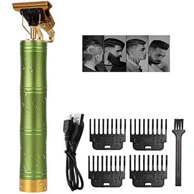 KEMEI Cortadoras de pelo para hombre profesional, kit de corte de pelo con cuchilla en T sin huecos, recargable, sin cable, con protectores de peine, 