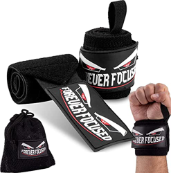FOREVER FOCUSED® Vendas de muñeca Premium 45cm - muñequeras Entrenamiento con Pesas Culturismo Fitness y Crossfit Vendaje de muñeca Protectores de art precio