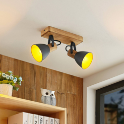 Lindby Merela foco, madera, negro, 2 luces precio