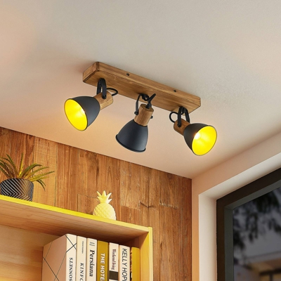 Lindby Merela foco, madera, negro, 3 luces