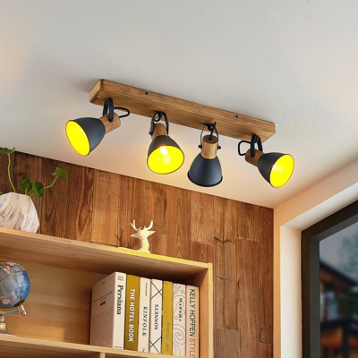 Lindby Merela foco, madera, negro, 4 luces