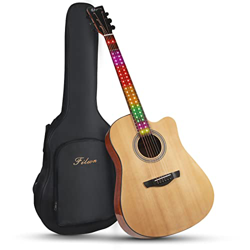Guitarra Acústica con Luces LED Tamaño Completo 41 Pulgadas Kits de Guitarra con Cuerdas de Acero con Cejilla, Correa, Púas, Golpeador y Funda… características