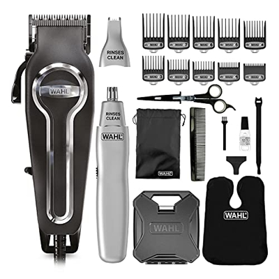 Wahl Elite Pro Clipper para hombre, doble cabeza de oreja y nariz, peines de corte premium, calidad profesional, con cable, corte de pelo de nariz, co