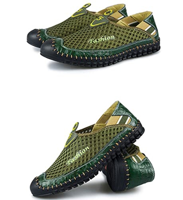 Sandalias de trekking para hombre, zapatos transpirables de verano para hombre, zapatos antideslizantes para exteriores, color verde militar, 43