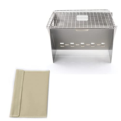 Parrilla de Picnic, Barbacoa de Carbón Portátil, Mini Barbacoa de Acero Inoxidable con Bolso de Mano para Poder Usarla en Patios, Terrazas, Campings y