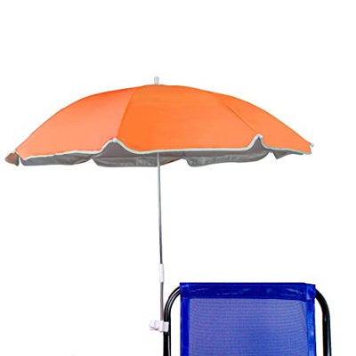 BESCH Sombrilla para Silla Playa, Jardín, Piscina,Terraza o Patio, Protección Solar UPF50+, Ø100cm (Naranja)