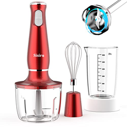 Juego de batidora 4 en 1 (batidora, picadora, batidora y vaso medidor), motor de 800 W, rojo, sin BPA, apto para lavavajillas, para batidos, sopas, yo características