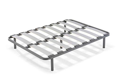 HOGAR24.es-Somier Laminas Madera Haya vaporizadas con Tacos Anti-Ruido, Tubo de Acero 40 x 30, con Juego de 5 Patas roscadas Incluido de Altura 26cm-1