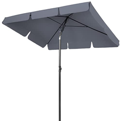 LIFERUN 200 x 125 cm Sombrilla Rectangular, Parasol Plegable, Protección Solar UV 50+, 180 g/m², Sombrilla para Mercado, Jardín, Patio, Playa, Gris precio