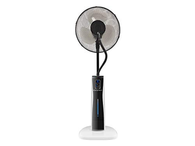 Beper VE.510 - Ventilador Nebulizador, Silencioso, Oscilante, 3 velocidades y 3 Modalidades, con Temporizador y Ruedas, Mist Fan, Blanco y Negro