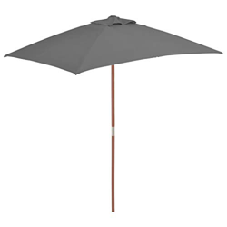 vidaXL Sombrilla Palo Madera 150x200 cm Antracita Parasol Toldo Patio Jardín precio