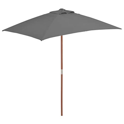 vidaXL Sombrilla Palo Madera 150x200 cm Antracita Parasol Toldo Patio Jardín