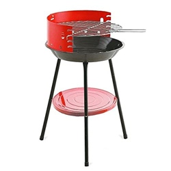 Algon - Parrilla de carbón móvil, de Acero Cromado esmaltado en Color Negro y Rojo, con 4 Niveles de Altura para Regular la Intensidad del Calor. precio
