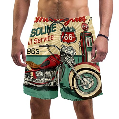 PAMTYANEY Bañadores para Hombre Moto Retro Trajes De Baño Pantalones Cortos De Playa Troncos