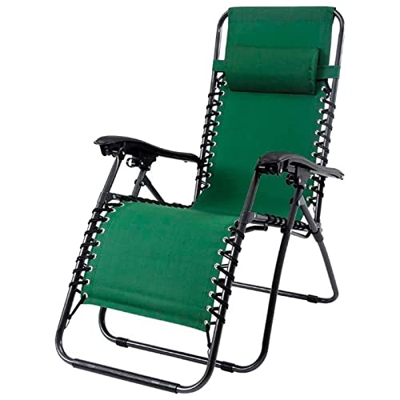 AC - Tumbona Plegable para Playa, Jardín | Silla para Terraza - Reclinable y Regulable. Color Verde. 90 x 66 x 108 cm.