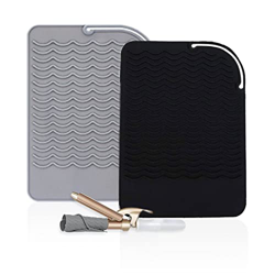 NITAIUN 2 Piezas Estera de silicona resistente al calor 2 colores Negro y Gris para rizadores y planchas de alisado Esterilla Termoresistente para Tus en oferta