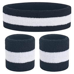 ONUPGO Juego de muñequeras para niños – Banda deportiva de algodón para deportes (1 diadema + 2 pulseras) (negro/blanco/negro) características
