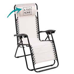 Tumbona de jardín personalizable, tumbona plegable Zero Gravity con cojín con bordado personalizado 165 x 65 x 113 cm - Blanca precio