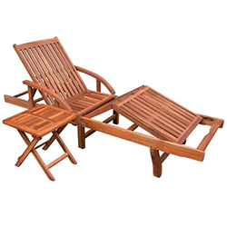 vidaXL Set Tumbona Mesa 2 Piezas Acacia Marrón Mueble Mobiliario Silla Jardín en oferta