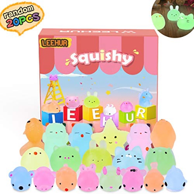 Mini Squishy Fluorescentes Kawaii Squishys Lindos Juguete Suave de Alivio de Estrés, Juguete Pegajoso de Silicona Animales para Niños y Adultos, Sin t
