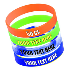 Paquete de 50 pulseras de silicona personalizadas para motivación, cumpleaños, fiestas, eventos, relleno de color en oferta