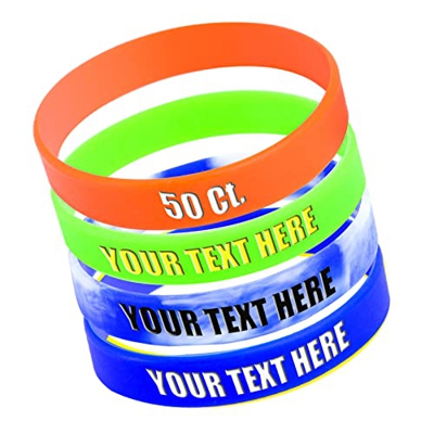Paquete de 50 pulseras de silicona personalizadas para motivación, cumpleaños, fiestas, eventos, relleno de color