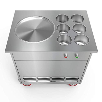 TZ® Ice Cream Maker Thai Fried Ice Cream Machine Ice Cream Making Machine with Compressor 1 Pan 6 Buckets (220V/50HZ)