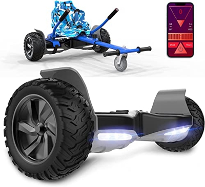 GeekMe Hoverboards Todo Terreno de 8,5 '' Hoverboards Equilibrado con Potente Motor Bluetooth,App + Hoverkart Accesorio para Hoverboards
